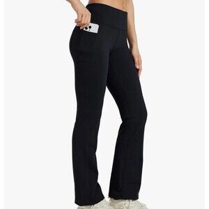 Willit Fleece Lined Flare Leg Yoga Pants Size XL Black New With Tag